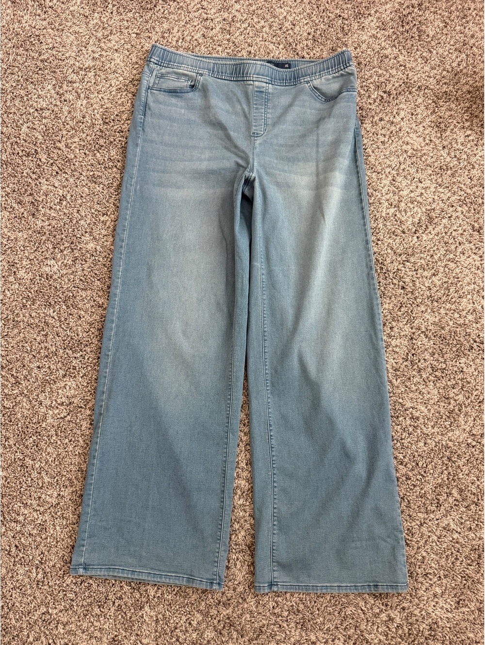 J. Jill Purejill Blue Pull On Wide Leg Elastic Waist Stretch Pants Size XL tall